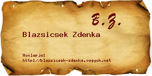 Blazsicsek Zdenka névjegykártya